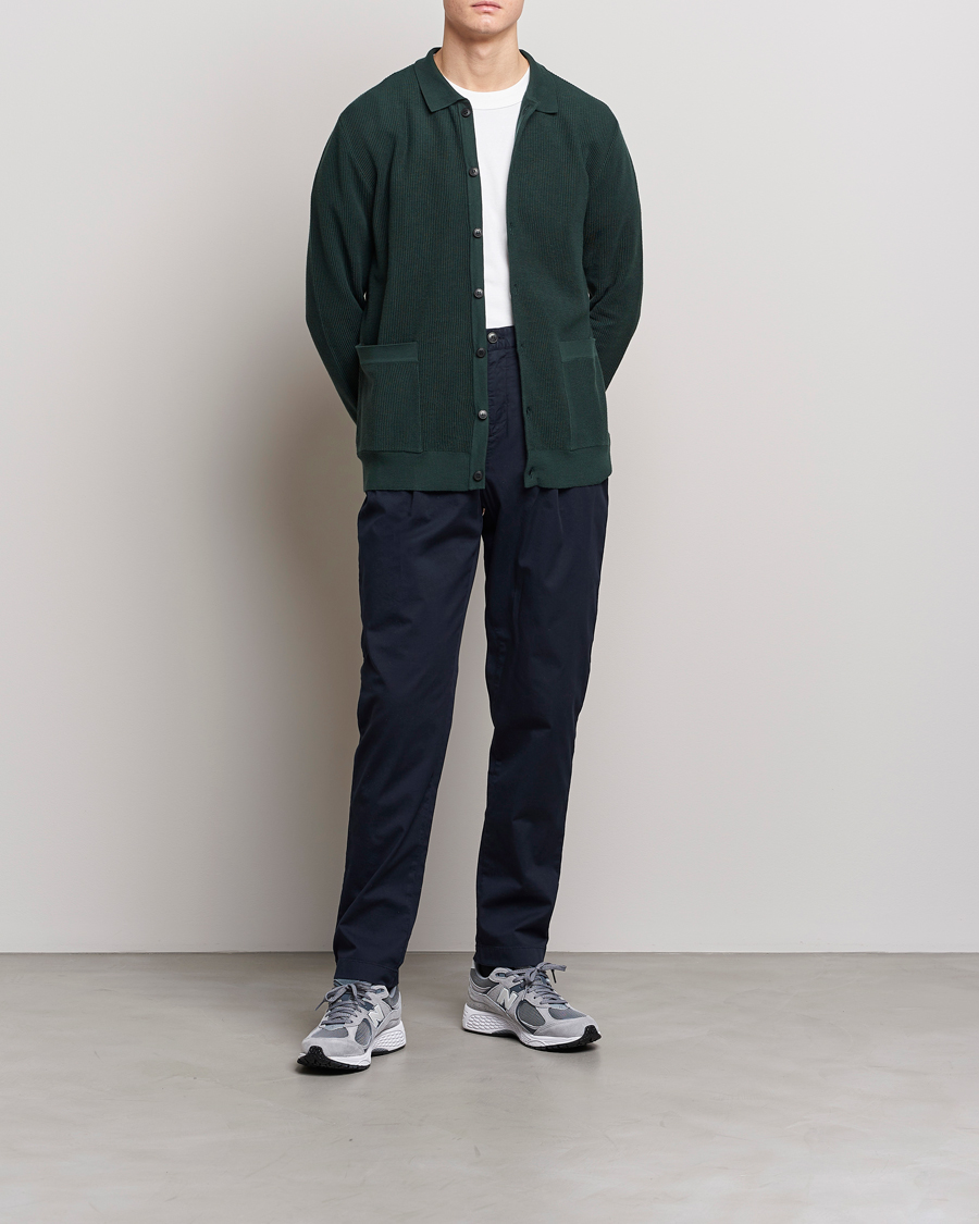 Mies | Puserot | Sunspel | Knitted Cotton Jacket Seaweed