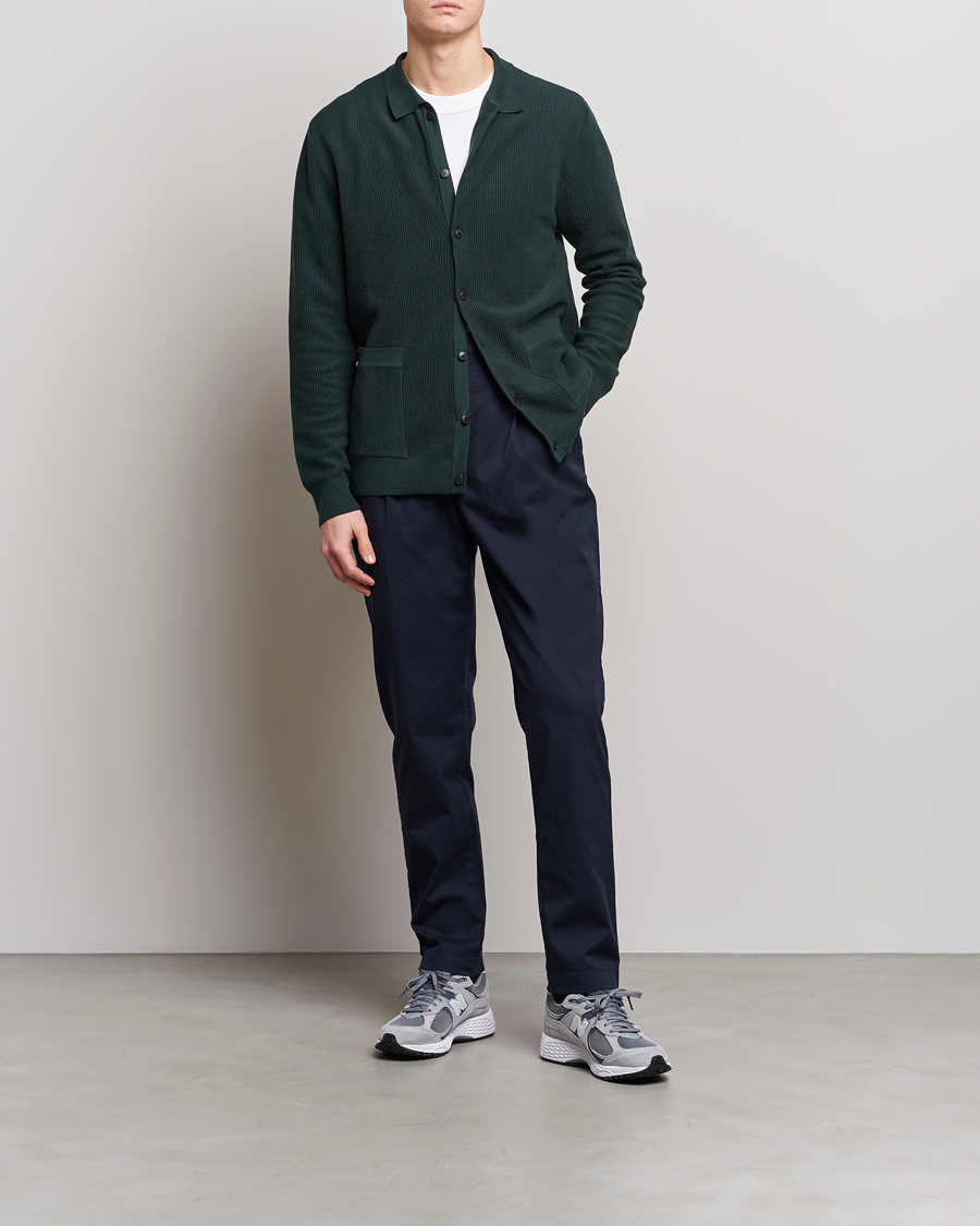 Mies | Housut | Sunspel | Pleated Stretch Cotton Twill Chino Navy