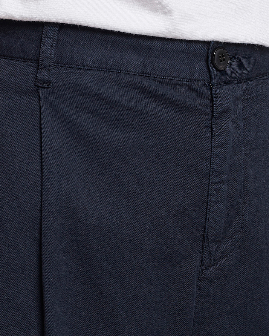 Mies | Housut | Sunspel | Pleated Stretch Cotton Twill Chino Navy