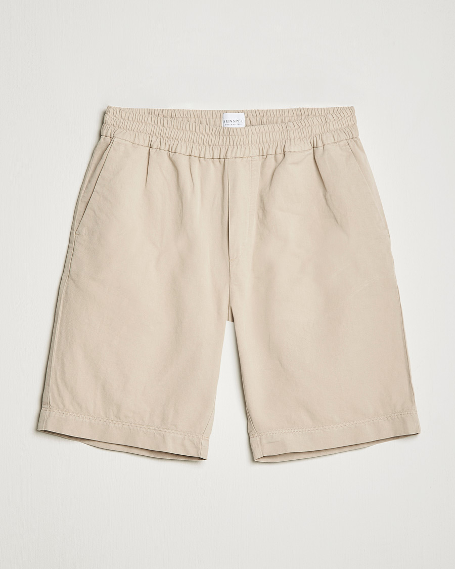 Mies | Shortsit | Sunspel | Cotton/Linen Drawstring Shorts Light Sand