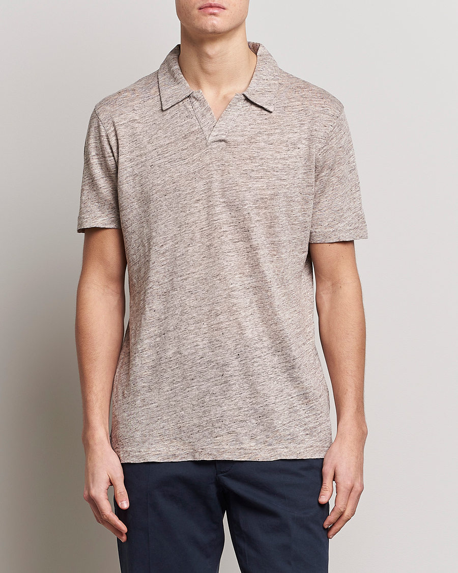 Mies |  | Sunspel | Linen Polo Shirt Oatmeal Melange