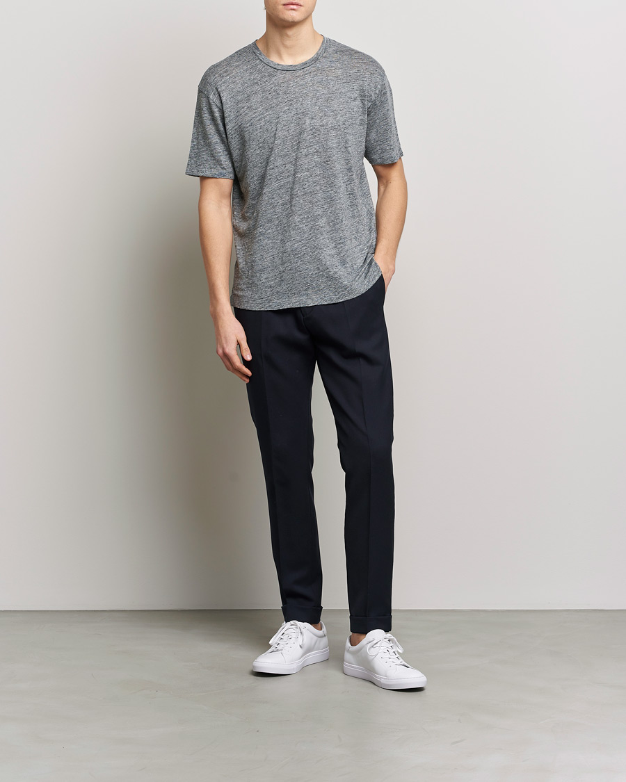 Mies | T-paidat | Sunspel | Linen T-Shirt Mid Grey Melange