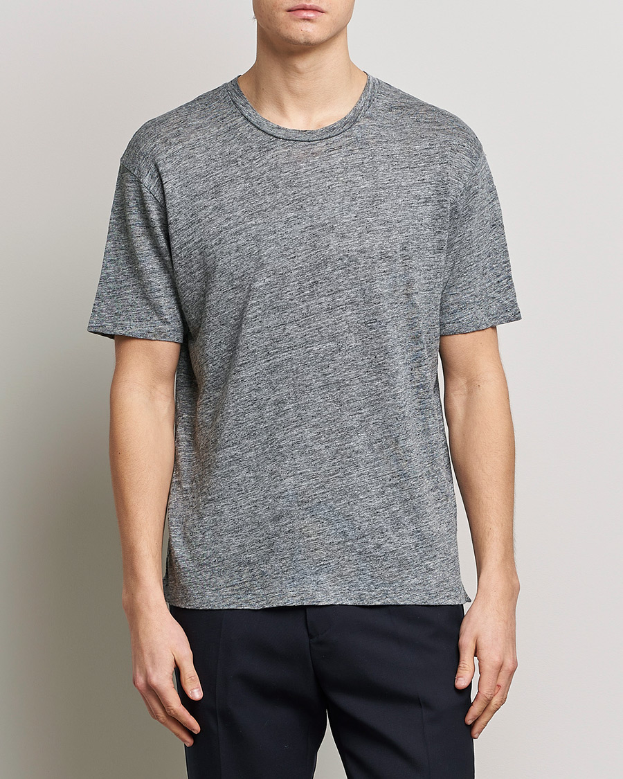 Mies |  | Sunspel | Linen T-Shirt Mid Grey Melange