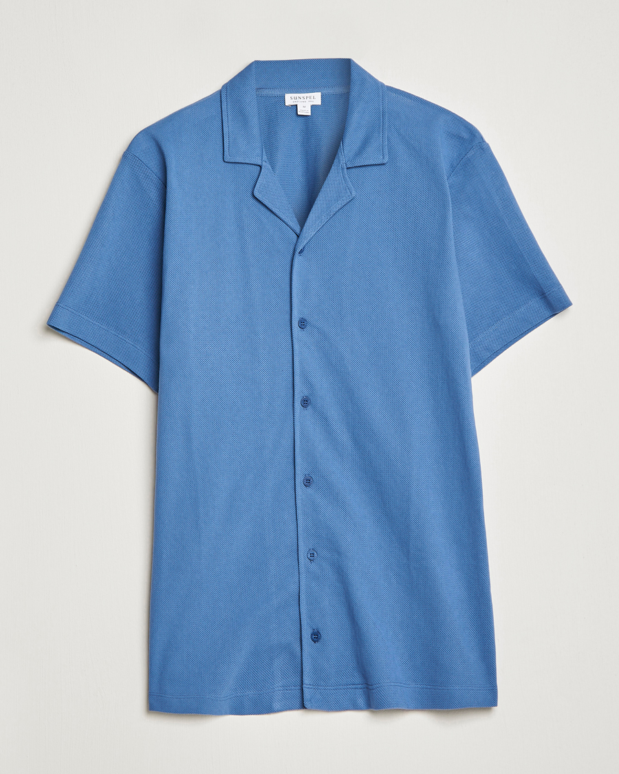 Mies | Pikeet | Sunspel | Riviera Resort Shirt Blue Stone