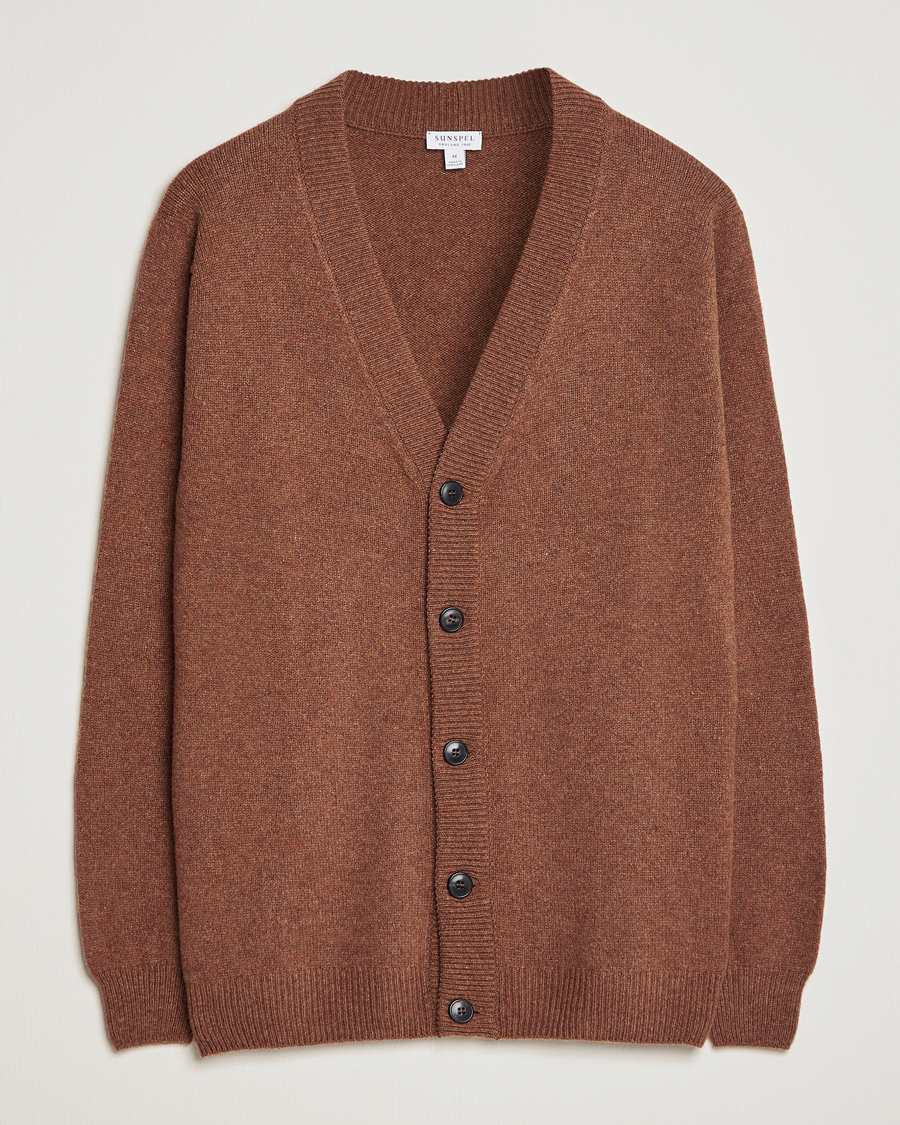 Mies | Puserot | Sunspel | Lambswool Cardigan Pecan