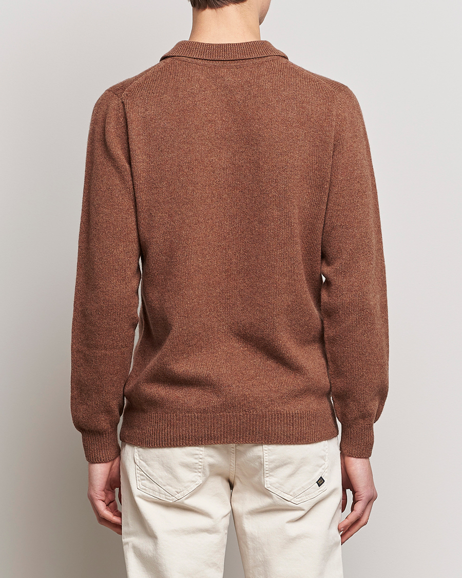 Mies | Puserot | Sunspel | Lambswool Poloshirt Pecan