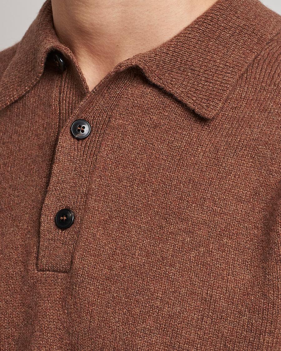 Mies | Puserot | Sunspel | Lambswool Poloshirt Pecan
