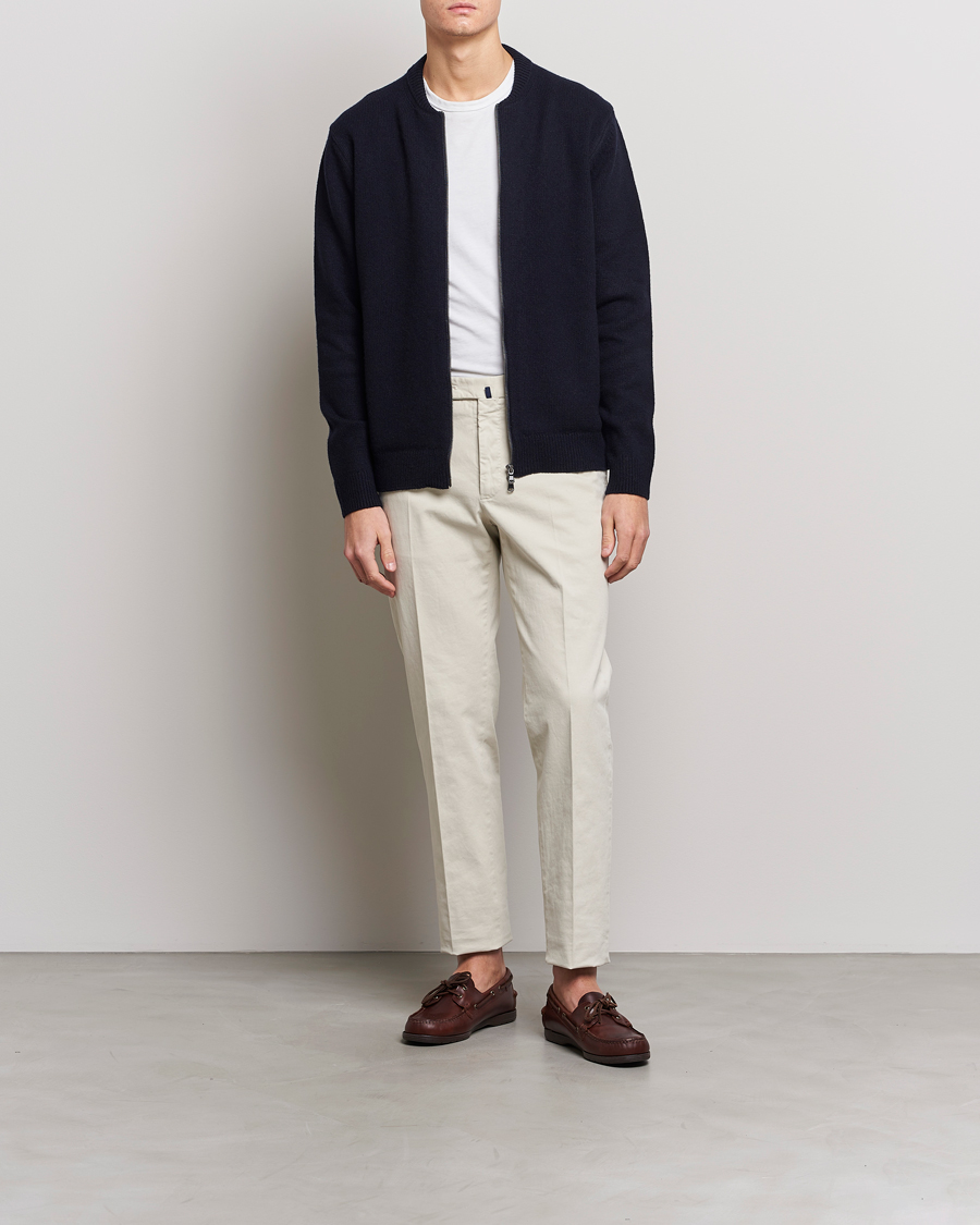 Mies | Osastot | Sunspel | Knitted Lambswool/Cashmere Bomber Jacket Navy