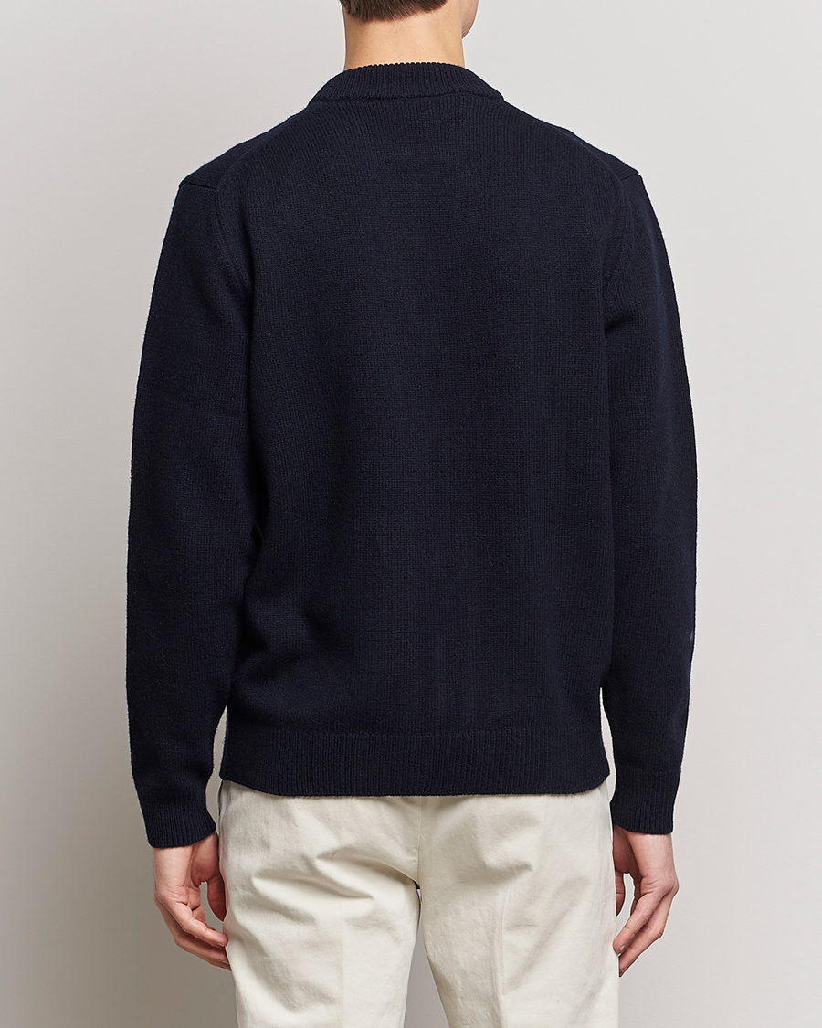 Mies | Takit | Sunspel | Knitted Lambswool/Cashmere Bomber Jacket Navy