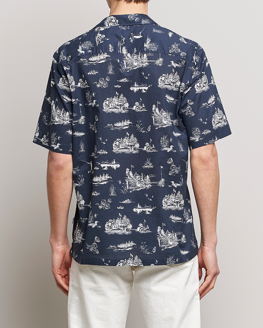 Mies | Kauluspaidat | Woolrich | Zavikon Printed Short Sleeve Resort Shirt Melton Blue