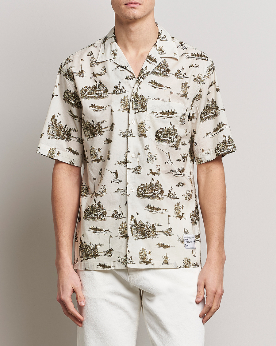 Mies |  | Woolrich | Zavikon Printed Short Sleeve Resort Shirt Milky Cream