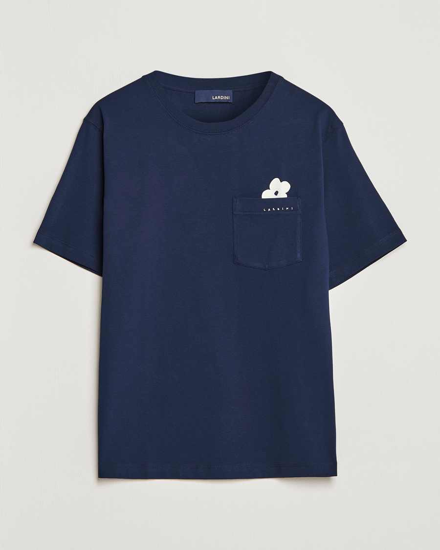 Mies | T-paidat | Lardini | Fiore Tasca Printet Logo T-Shirt Navy
