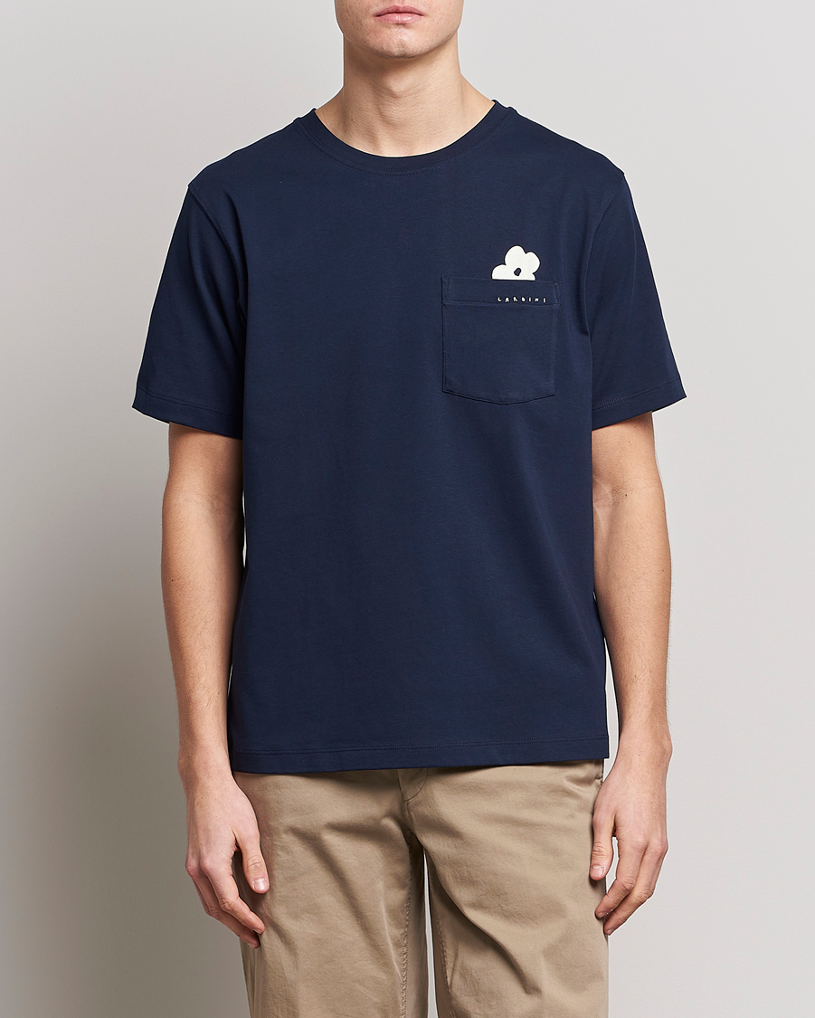 Mies |  | Lardini | Fiore Tasca Printet Logo T-Shirt Navy