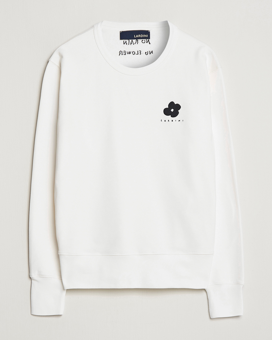 Mies | Puserot | Lardini | Cotton Embroidery Logo Sweatshirt White