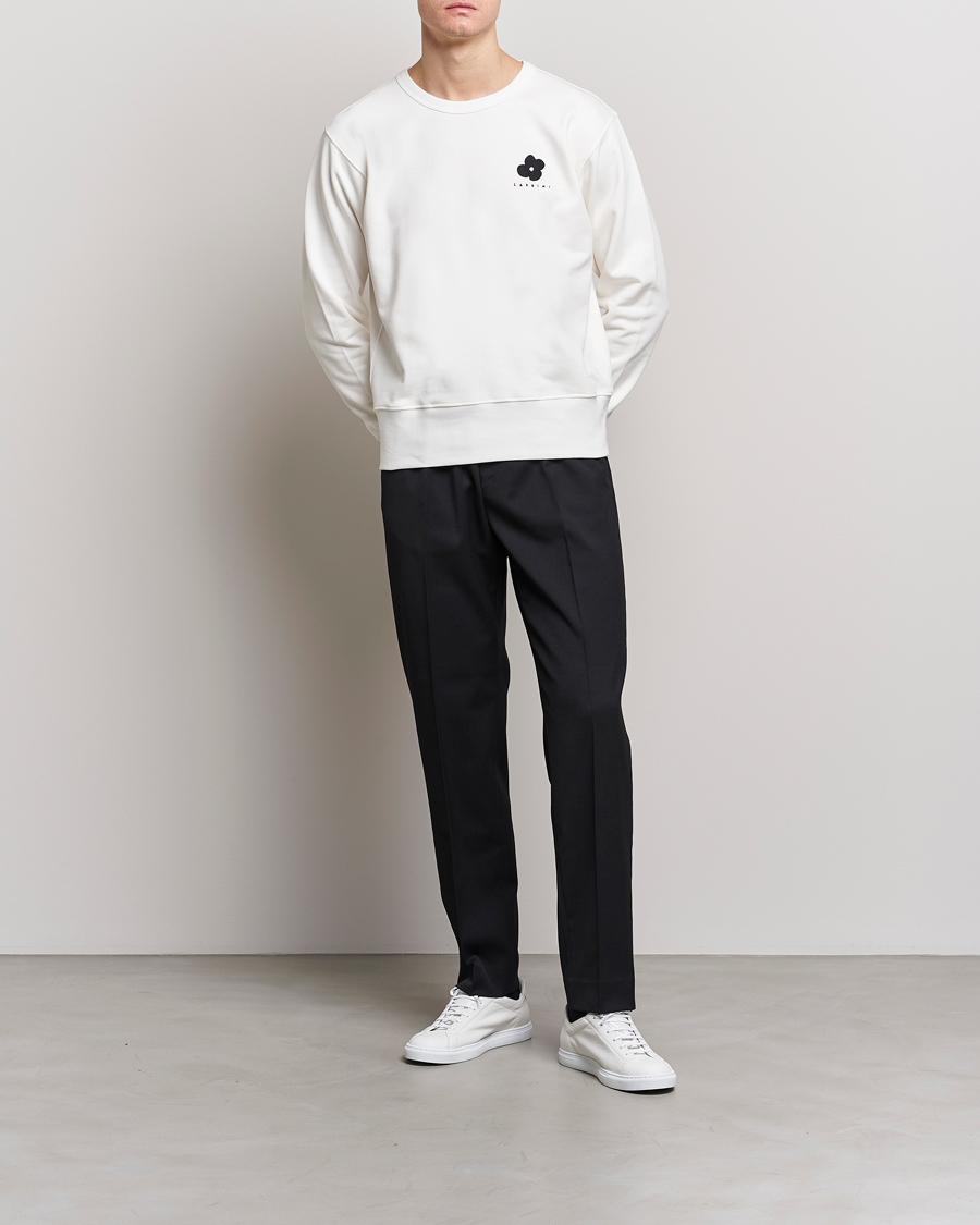 Mies | Puserot | Lardini | Cotton Embroidery Logo Sweatshirt White