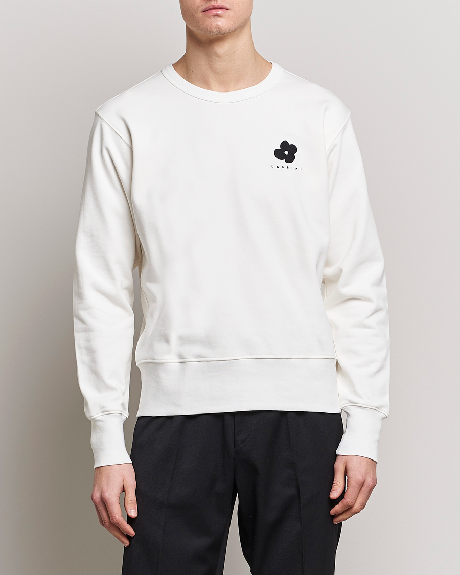 Mies |  | Lardini | Cotton Embroidery Logo Sweatshirt White