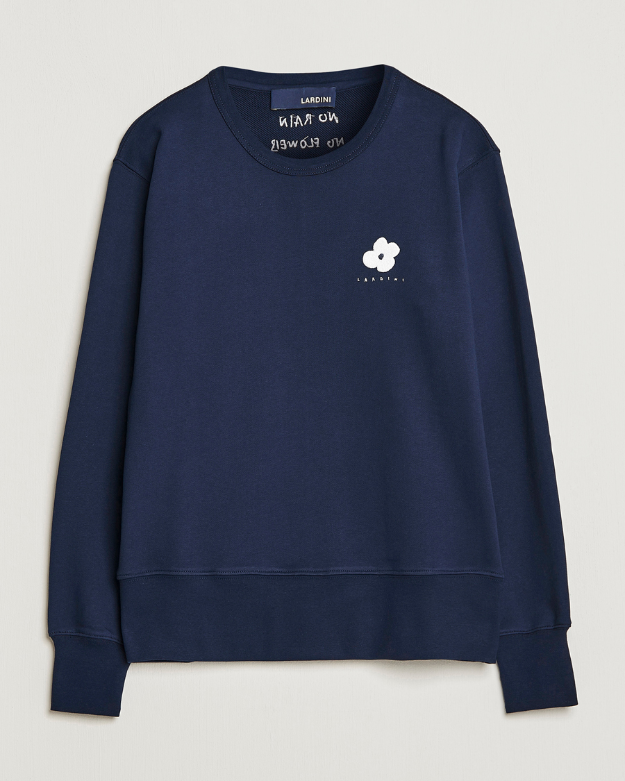 Mies | Puserot | Lardini | Cotton Embroidery Logo Sweatshirt Navy