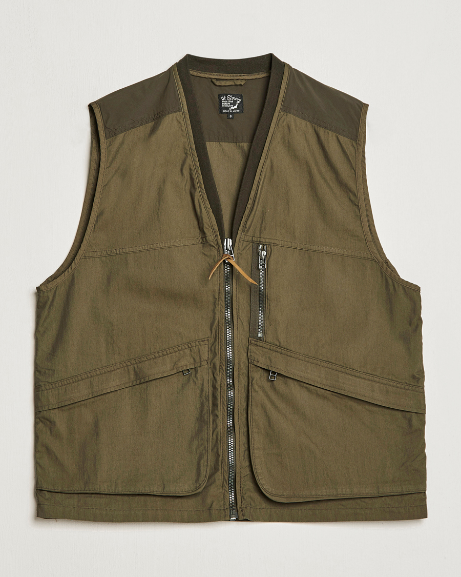Mies | Ulkoliivit | orSlow | Cotton Nylon Utility Vest Army Green