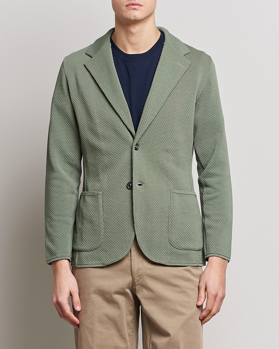 Mies | Neulotut pikkutakit | Lardini | Knitted Structure Cotton Blazer Soft Green