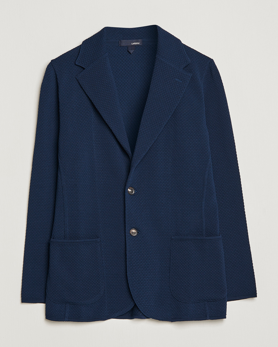 Mies | Pikkutakit | Lardini | Knitted Structure Cotton Blazer Navy