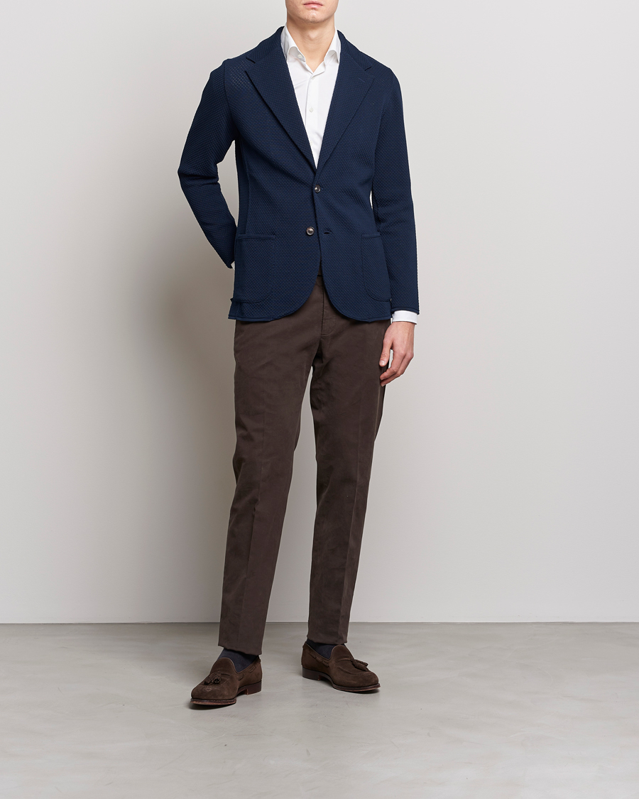 Mies | Pikkutakit | Lardini | Knitted Structure Cotton Blazer Navy