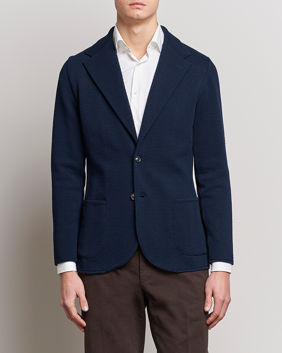 Mies | Pikkutakit | Lardini | Knitted Structure Cotton Blazer Navy