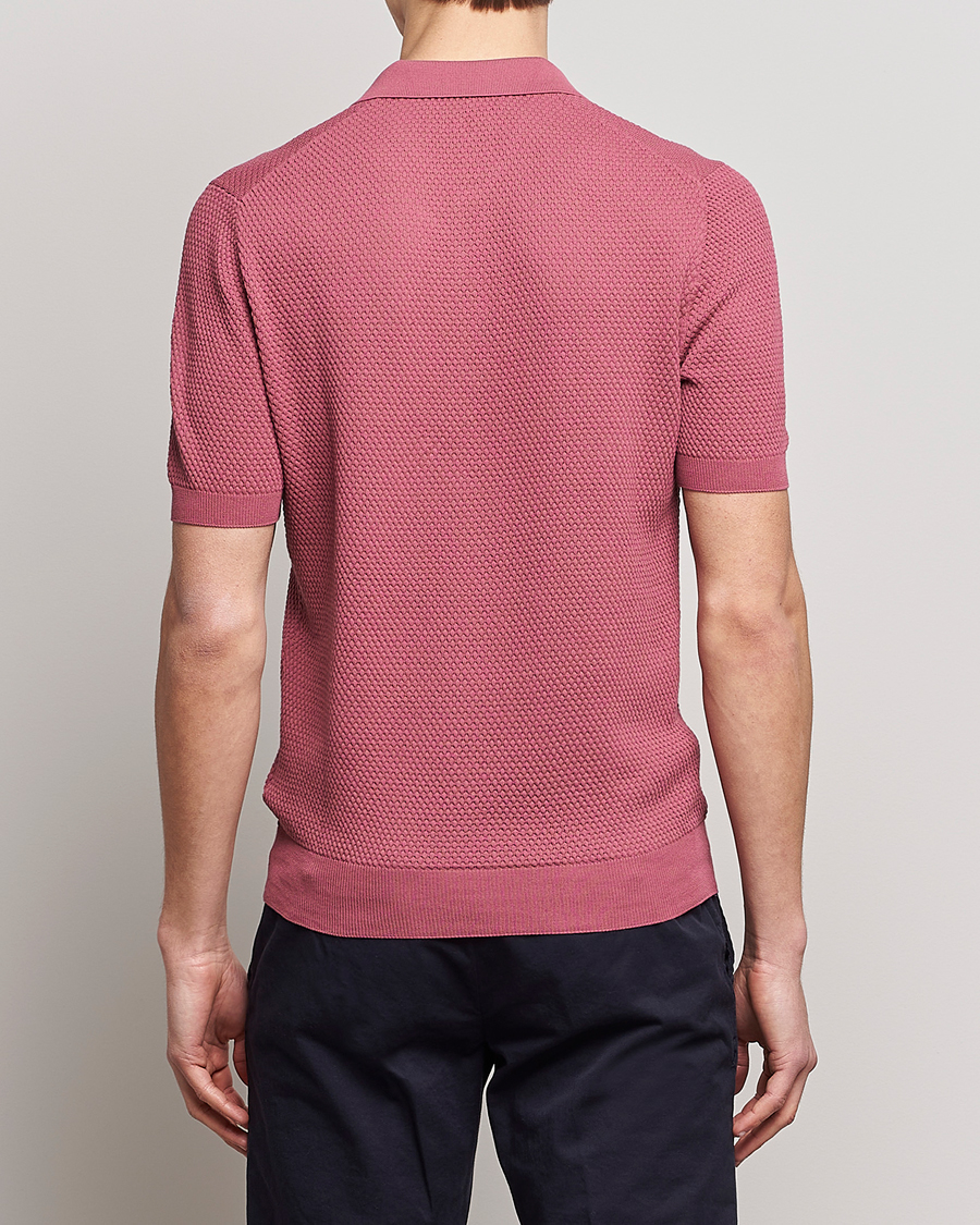 Mies | Pikeet | Lardini | Short Sleeve Knitted Structure Cotton Polo Soft Pink