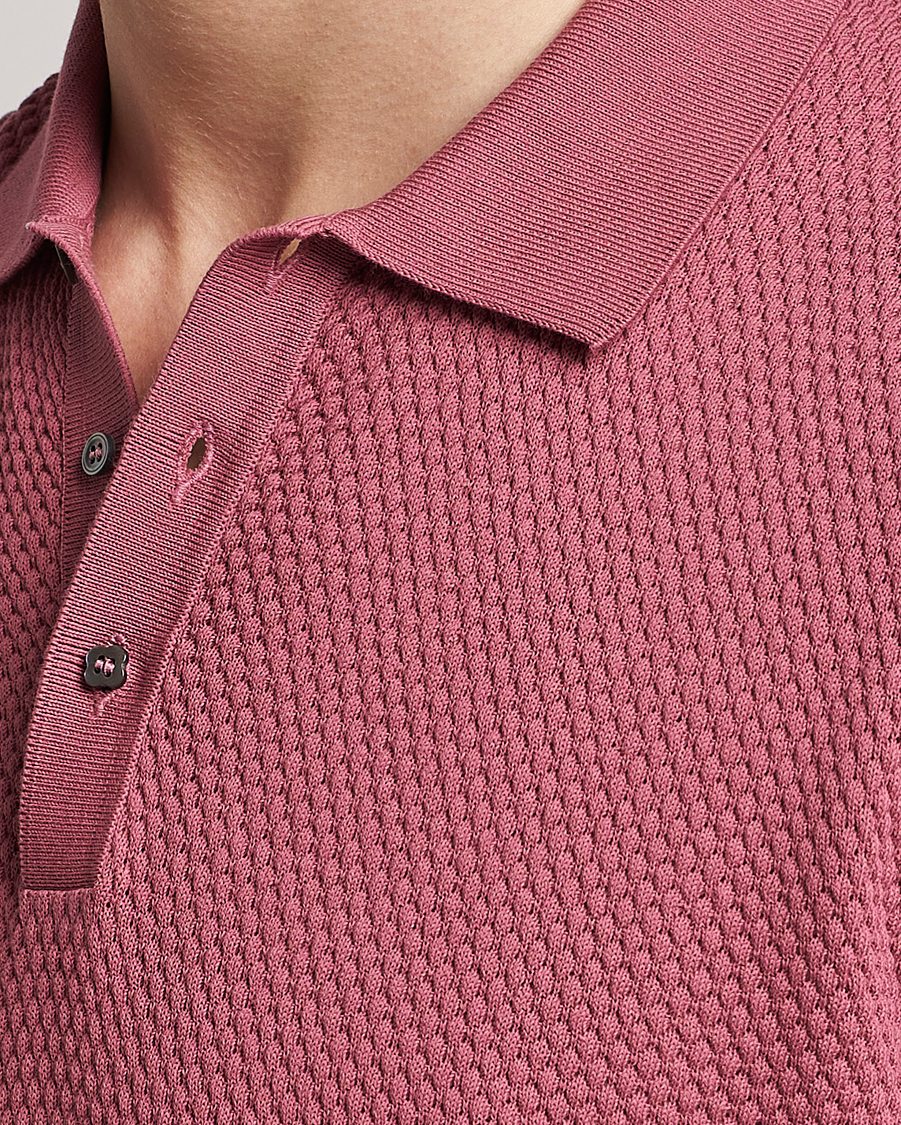 Mies | Pikeet | Lardini | Short Sleeve Knitted Structure Cotton Polo Soft Pink