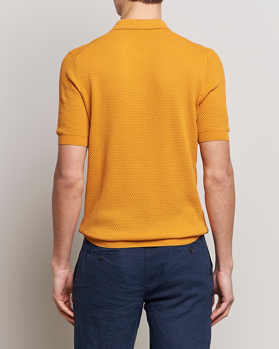 Mies | Pikeet | Lardini | Short Sleeve Knitted Structure Cotton Polo Orange