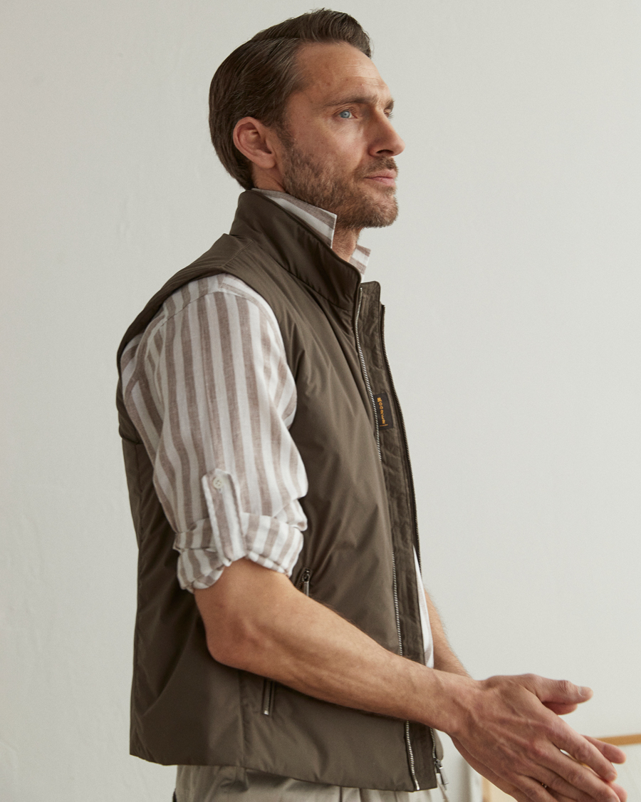 Mies | Kauluspaidat | Lardini | Relaxed Striped Linen Popover Shirt Brown/White