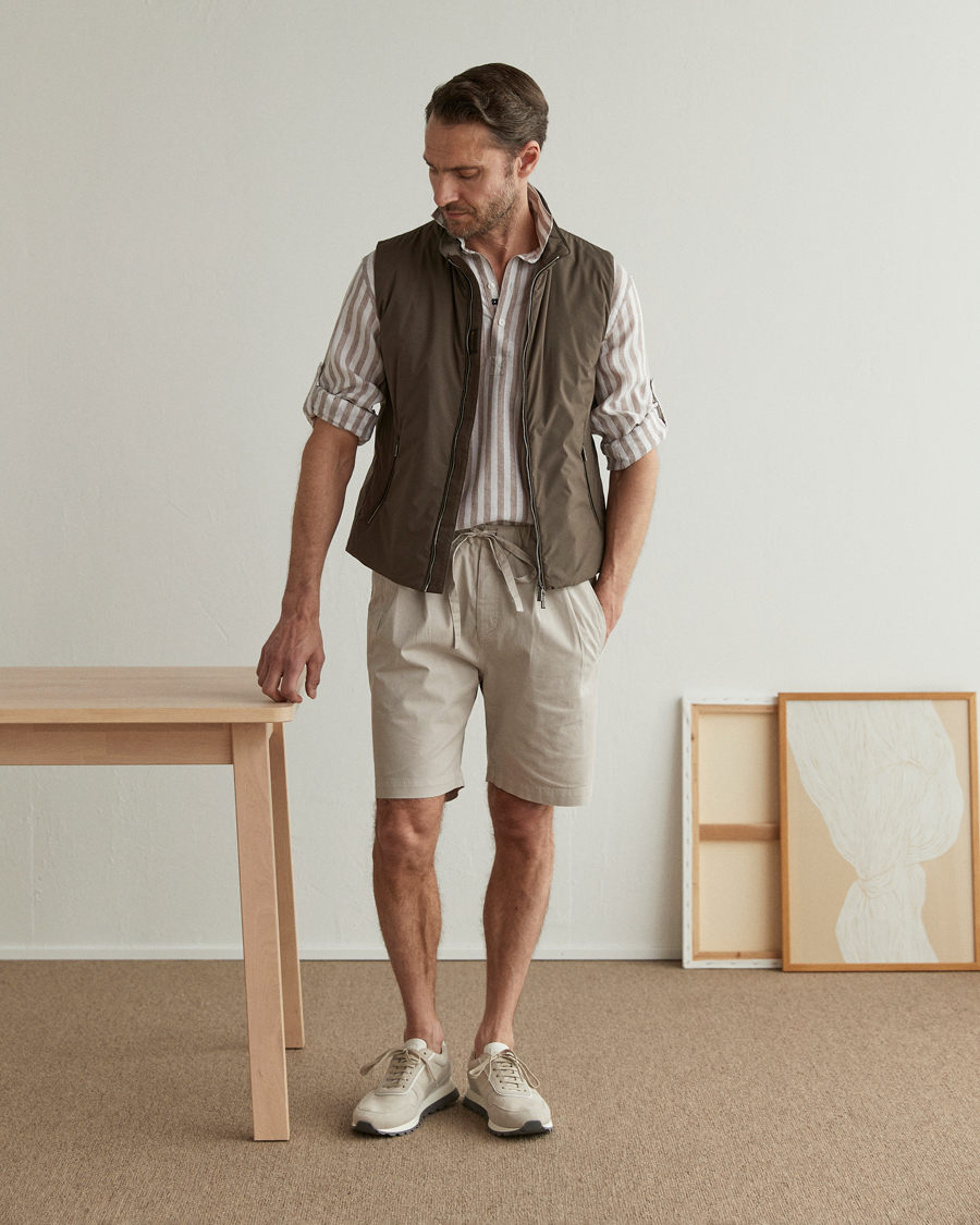 Mies | Kauluspaidat | Lardini | Relaxed Striped Linen Popover Shirt Brown/White