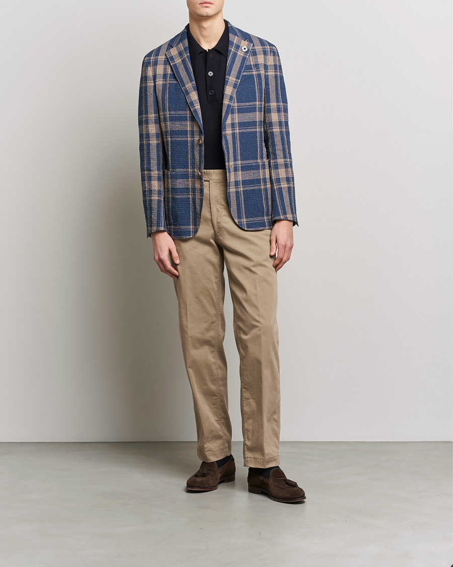 Mies | Pikkutakit | Lardini | Cotton/Linen Melange Seersucker Blazer Navy