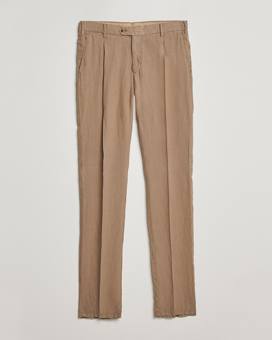 Mies | Housut | Lardini | Pleated Linen Trousers Beige