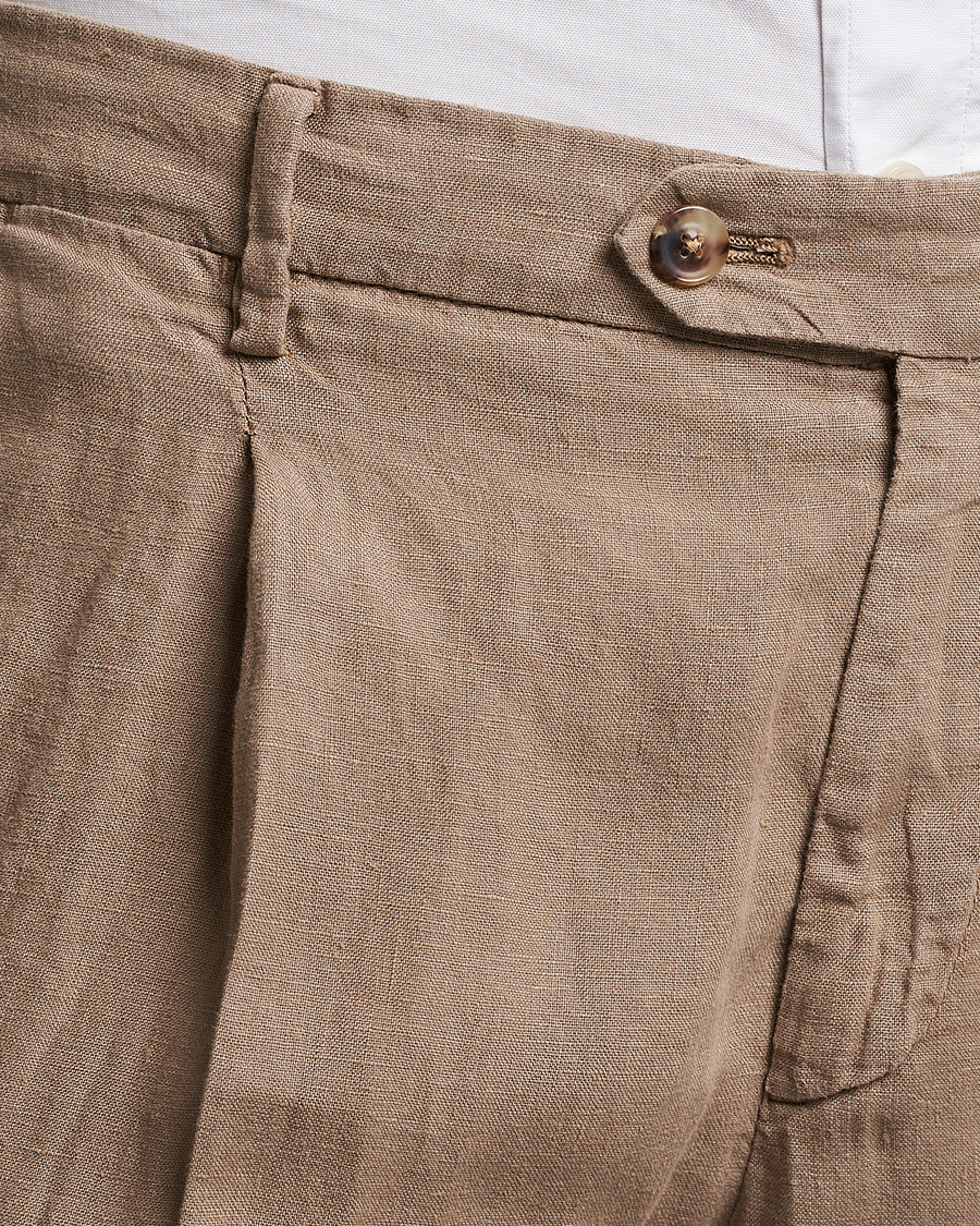 Mies | Housut | Lardini | Pleated Linen Trousers Beige