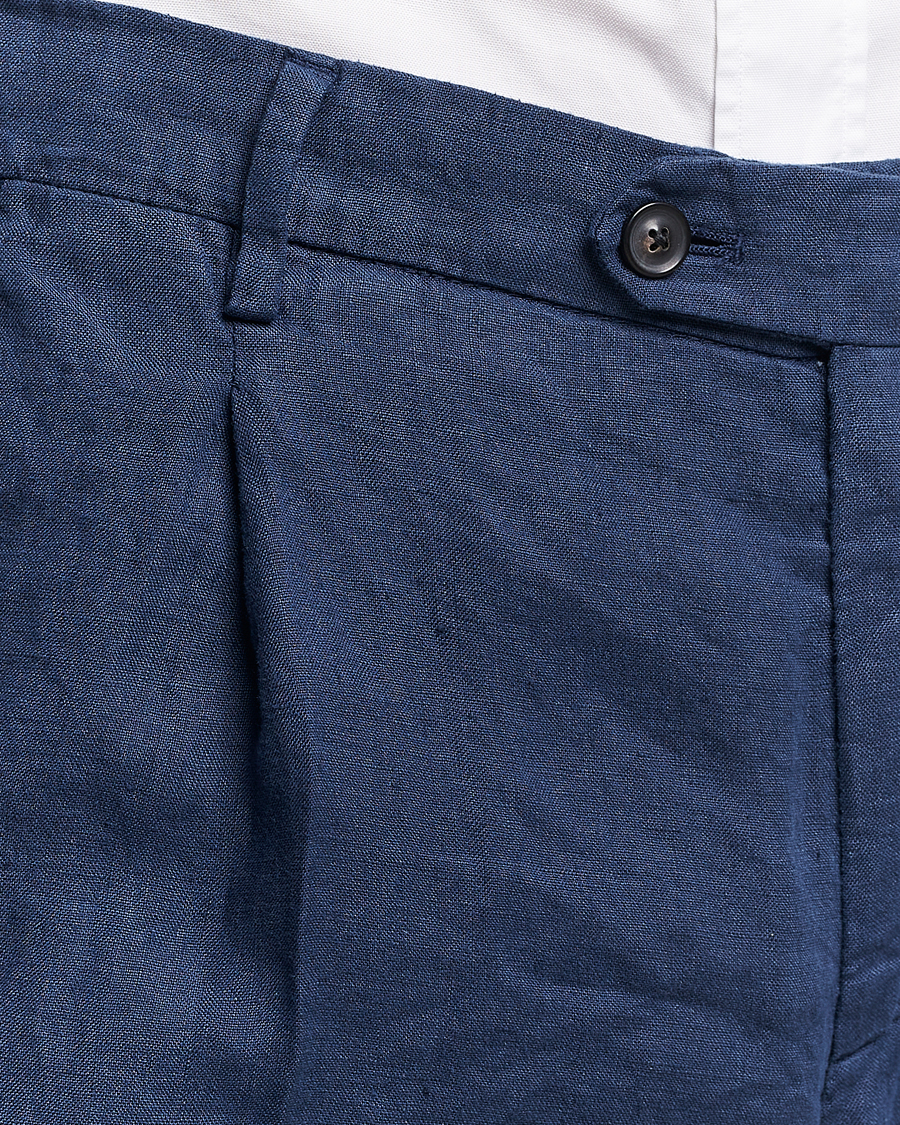 Mies | Housut | Lardini | Pleated Linen Trousers Navy