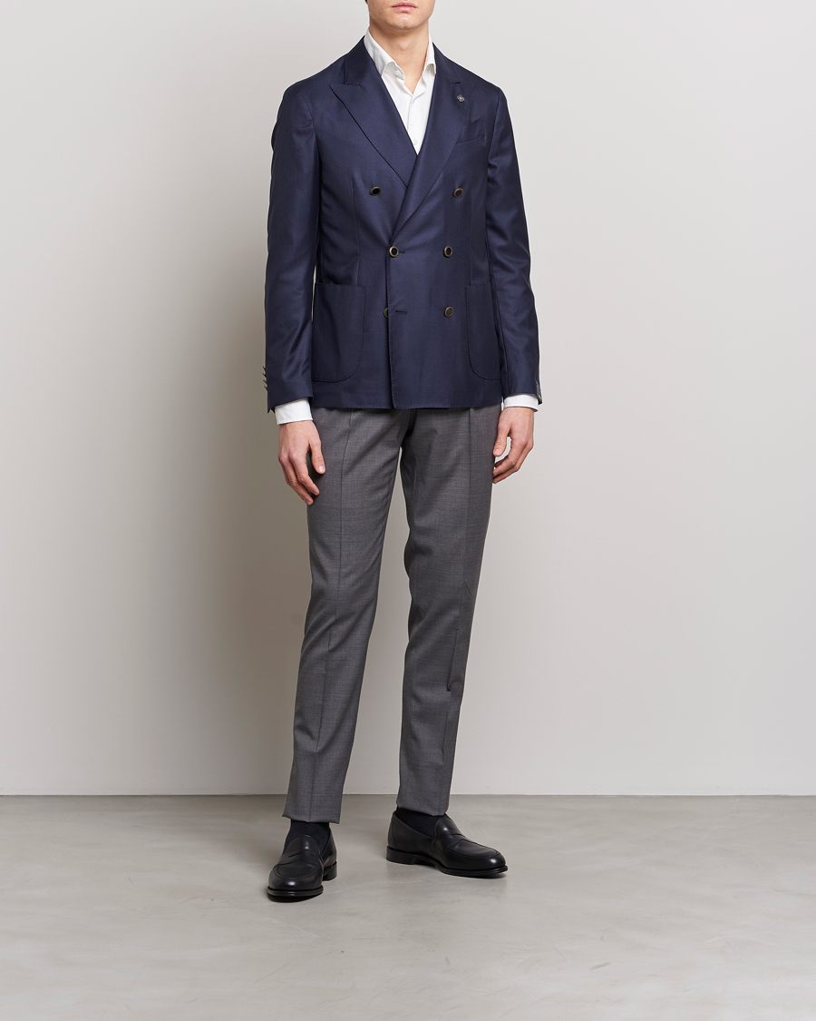 Mies | Pikkutakit | Lardini | Soft Double Breasted Cashmere/Silk Blazer Navy