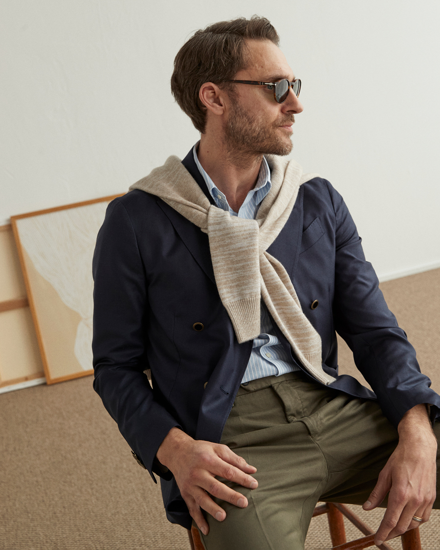 Mies | Pikkutakit | Lardini | Soft Double Breasted Cashmere/Silk Blazer Navy