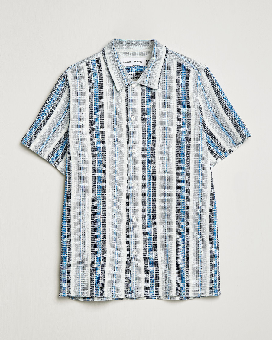 Mies | Kauluspaidat | Samsøe Samsøe | Samsøe & Samsøe Avan Organic Cotton Short Sleeve Shirt Blue Stripe