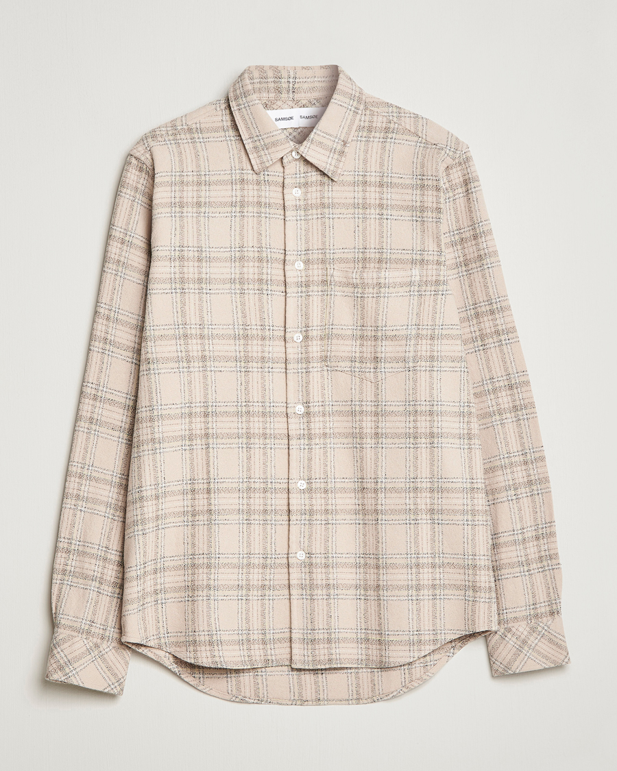 Mies | Kauluspaidat | Samsøe Samsøe | Samsøe & Samsøe Liam Organic Cotton Overshirt Oatmeal Check