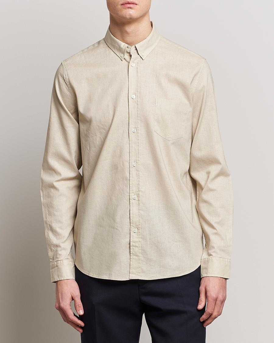Mies |  | Samsøe & Samsøe | Liam Linen Cotton Shirt Oatmeal