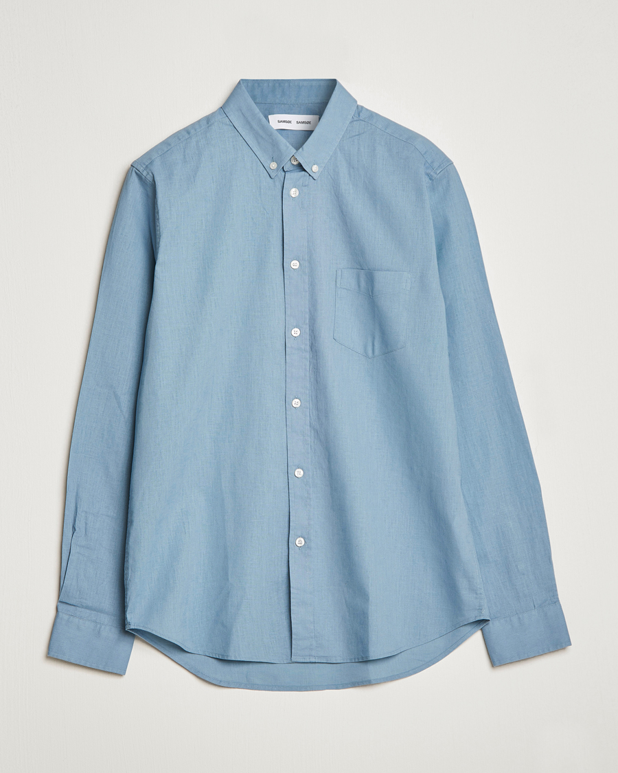 Mies | Kauluspaidat | Samsøe Samsøe | Samsøe & Samsøe Liam Linen Cotton Shirt Ashley Blue