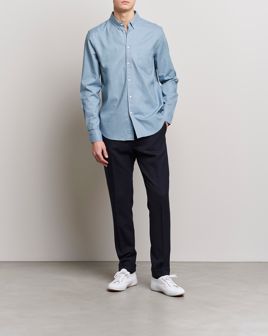 Mies | Kauluspaidat | Samsøe Samsøe | Samsøe & Samsøe Liam Linen Cotton Shirt Ashley Blue