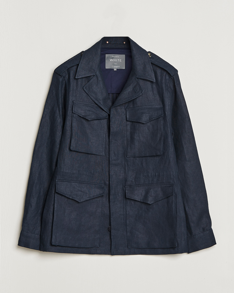 Mies | Takit | Private White V.C. | Linen Field Jacket Navy