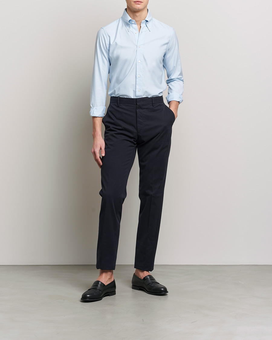 Mies | Kauluspaidat | 100Hands | Gold Line Natural Stretch Oxford Shirt Light Blue
