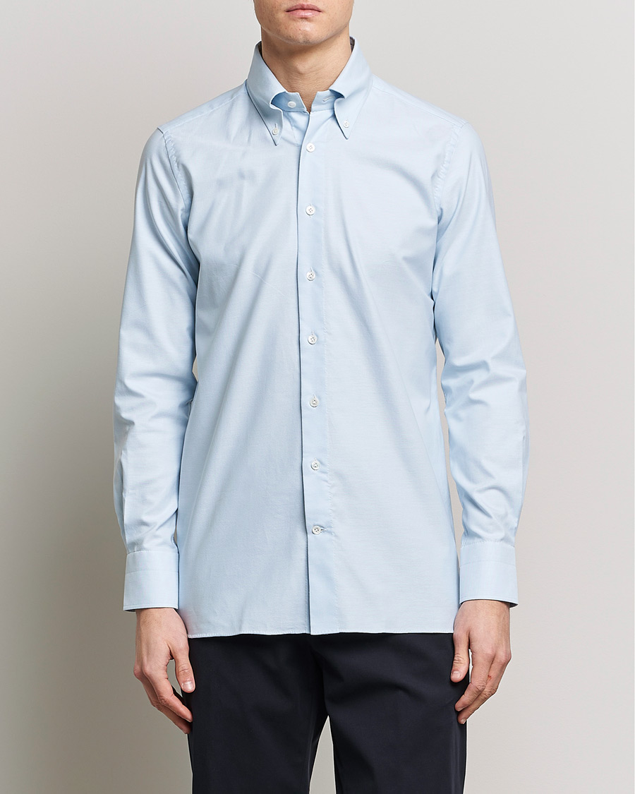 Mies | Luxury Brands | 100Hands | Gold Line Natural Stretch Oxford Shirt Light Blue