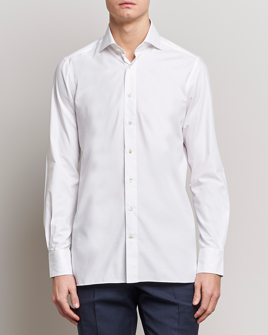 Mies |  | 100Hands | Gold Line Cotton Twill Cut Away Shirt White