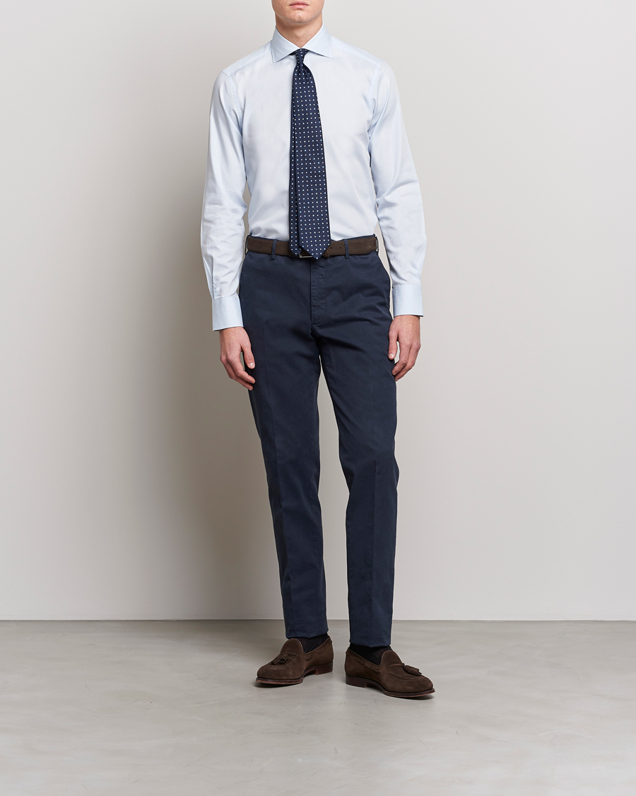 Mies | Kauluspaidat | 100Hands | Gold Line Cotton Twill Cut Away Shirt Light Blue