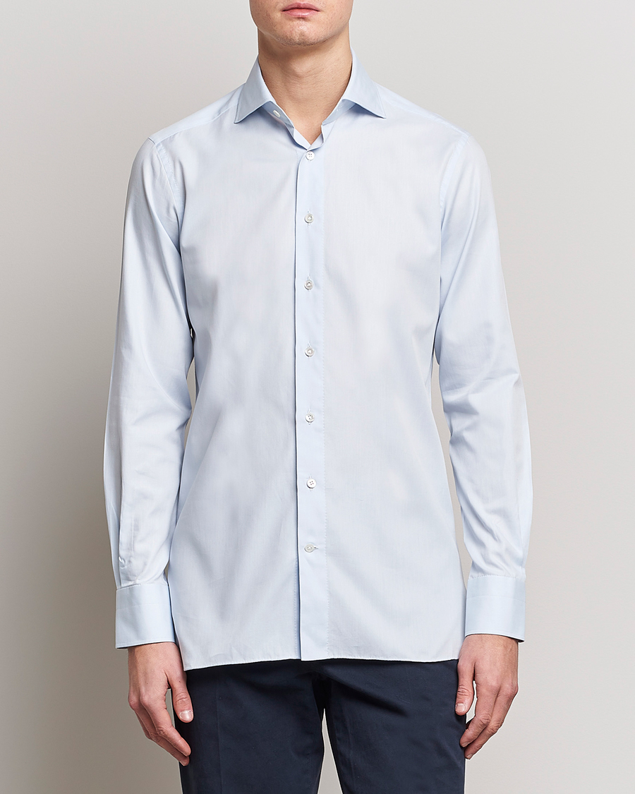 Mies | Tumma puku | 100Hands | Gold Line Cotton Twill Cut Away Shirt Light Blue