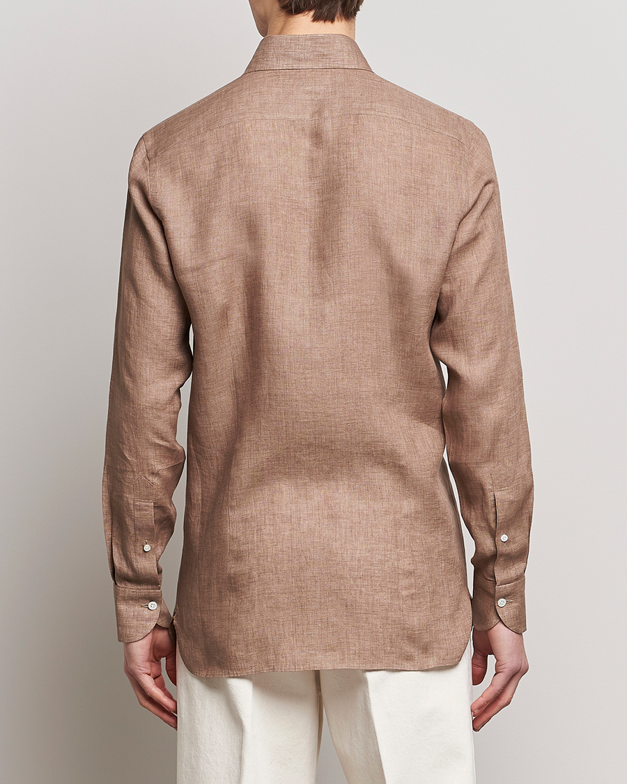 Mies | Kauluspaidat | 100Hands | Signature Linen Cut Away Shirt Taupe