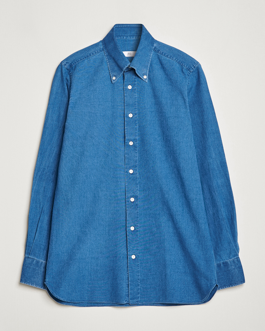 Mies | Kauluspaidat | 100Hands | Japanese Denim Bata Wash Shirt Blue